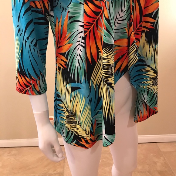 Slinky Brand Drape Open Front Jacket Tropical - Picture 4 of 13